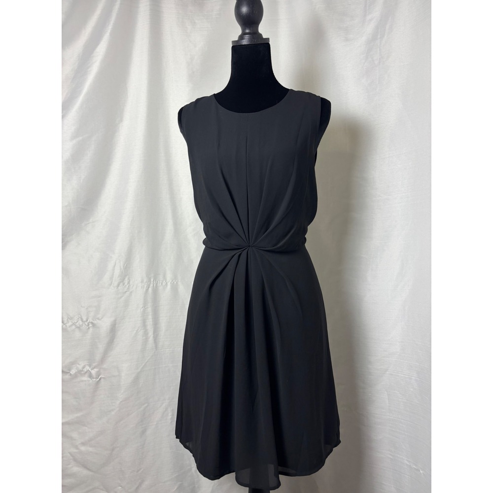 Naked Zebra Black Twist Front Sleeveless Tie Back Cocktail Dress Small LBD
